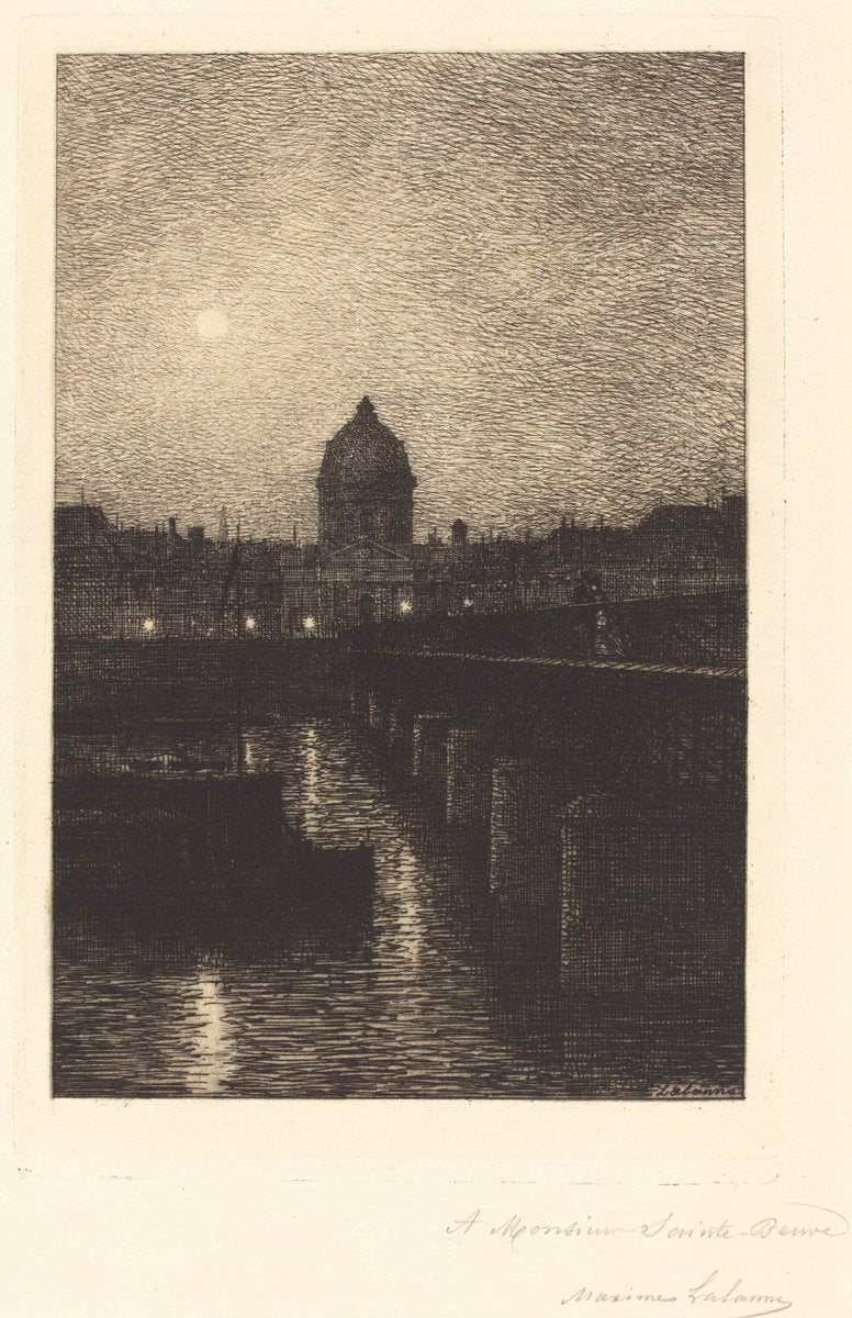 Pont des Arts by Maxime Lalanne (French, 1827 - 1886), 16X12"(A3)Poster Print