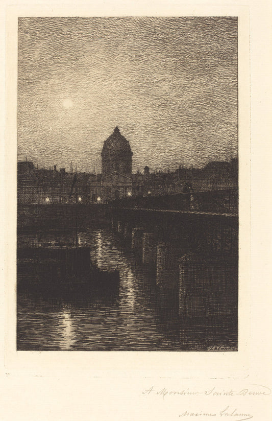Pont des Arts by Maxime Lalanne (French, 1827 - 1886), 16X12"(A3)Poster Print