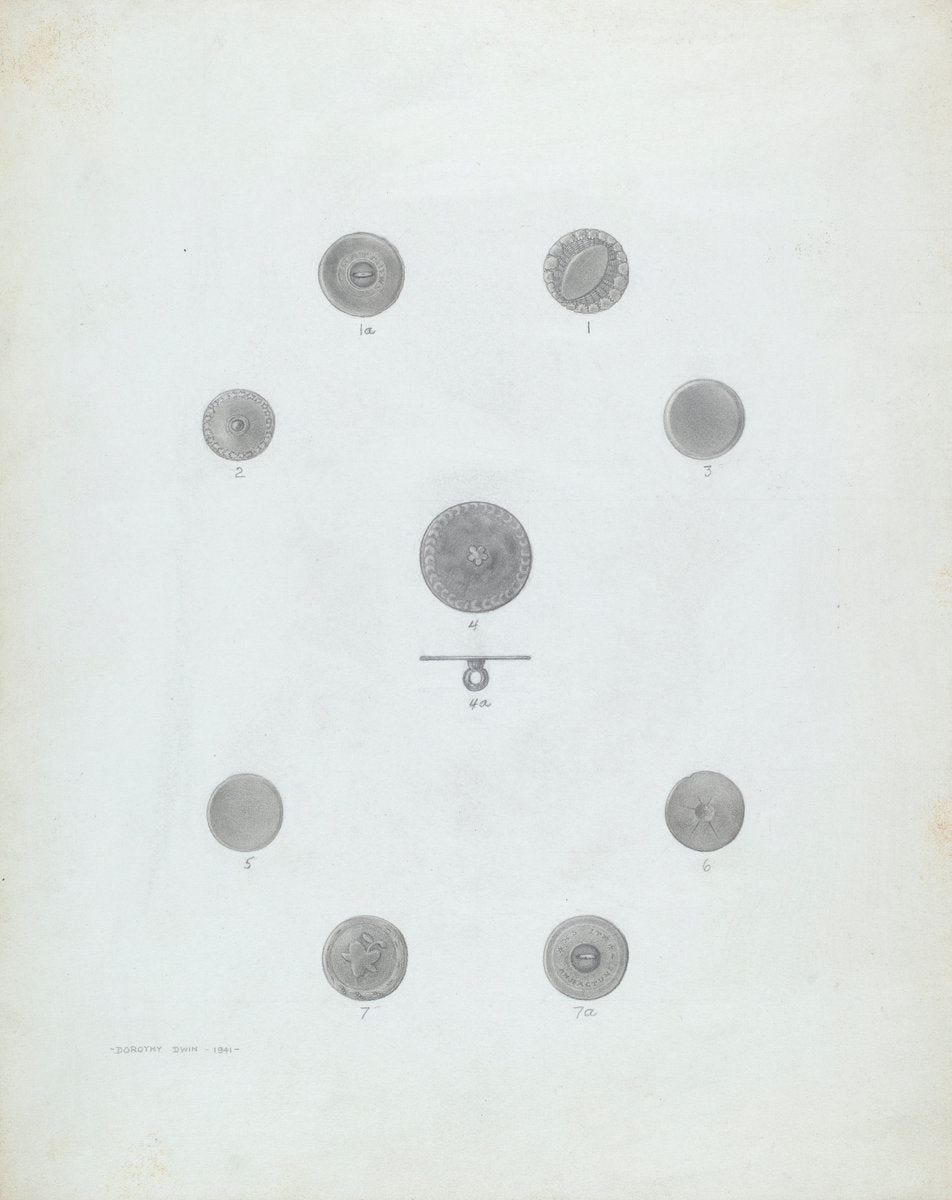 Buttons by Dorothy Dwin (American, active c. 1935), 16X12"(A3)Poster Print