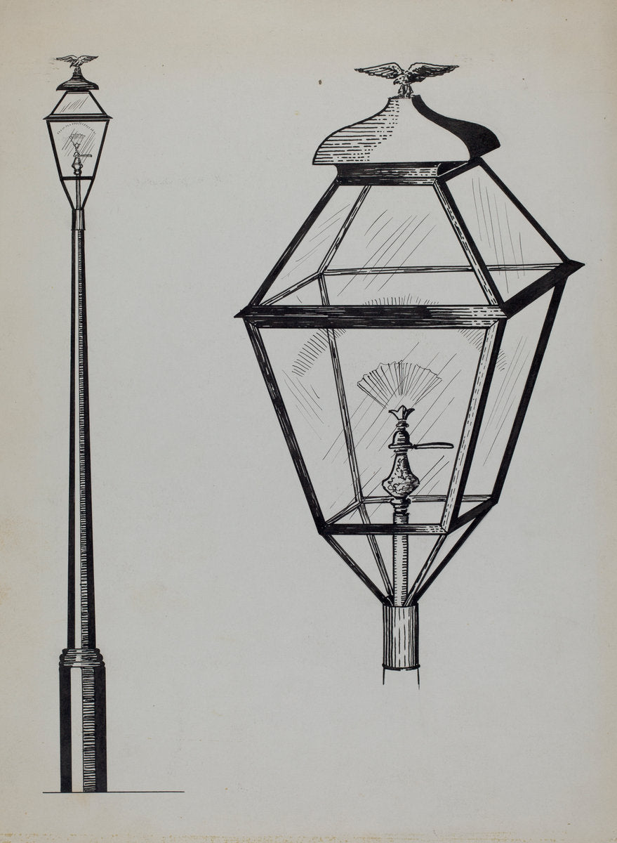 Eagle Lamp and Post by Florence Huston (American, active c. 1935), 16X12"(A3)Poster Print