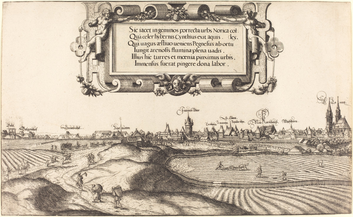View of Nuremberg from the East [left section] by Hanns Lautensack (German, 1524 - 1561/1566), 16X12"(A3)Poster Print