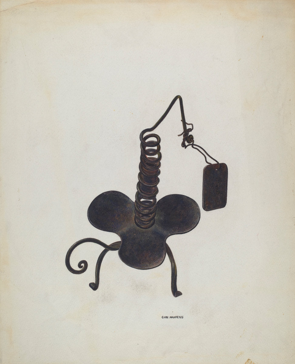 Spiral Iron Candle Holder by Chris Makrenos (American, active c. 1935), 16X12"(A3)Poster Print