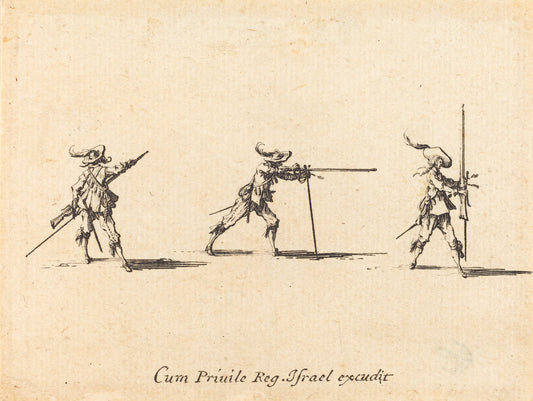 Taking the Firing Position with the Musket by Jacques Callot (French, 1592 - 1635), 16X12"(A3)Poster Print