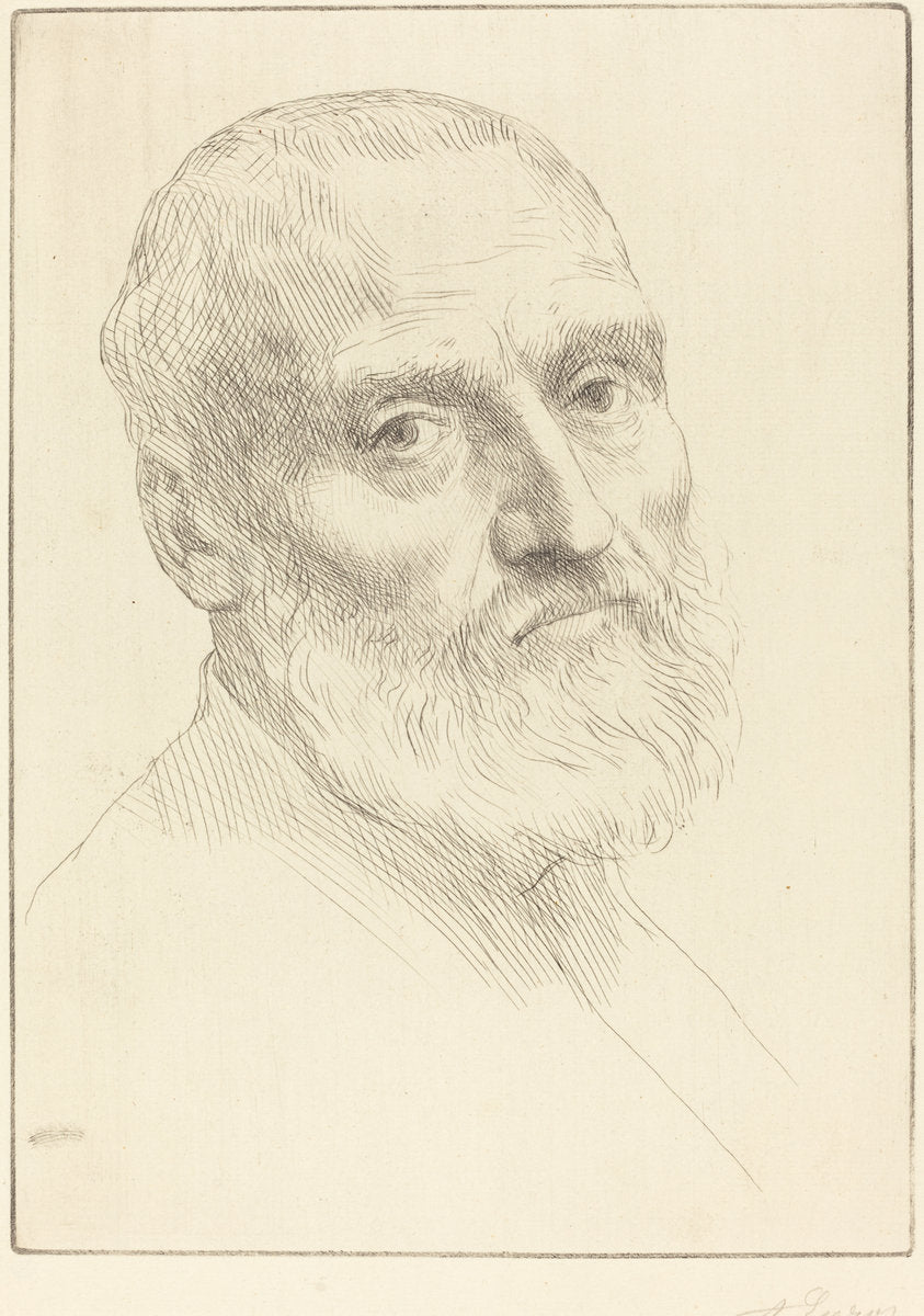 Study for Head of a Man (Etude de tete d'homme) by Alphonse Legros (French, 1837 - 1911), 16X12"(A3)Poster Print