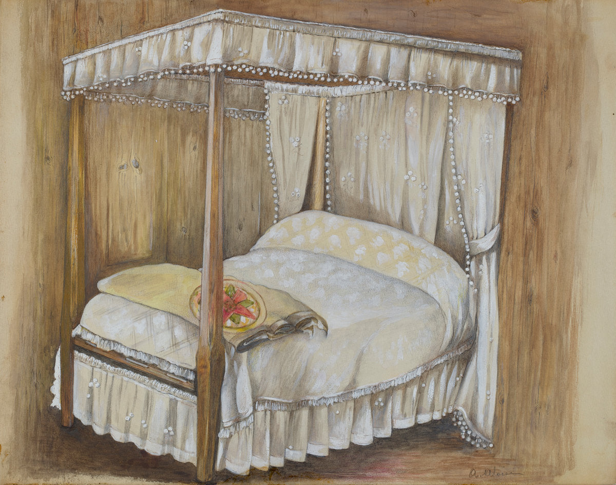 Bedroom of House by Anna Aloisi (American, born c. 1890, died early 1950s), 16X12"(A3)Poster Print