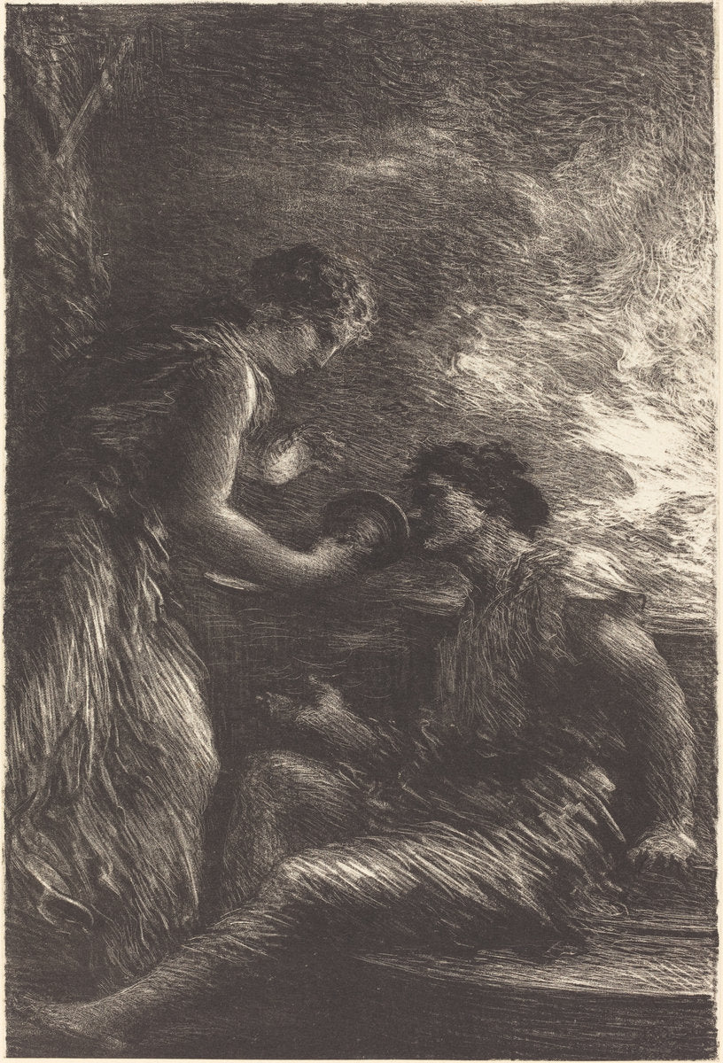 Sieglinde and Siegmund from Act I of "The Valkyrie" by Henri Fantin-Latour (French, 1836 - 1904), 16X12"(A3)Poster Print