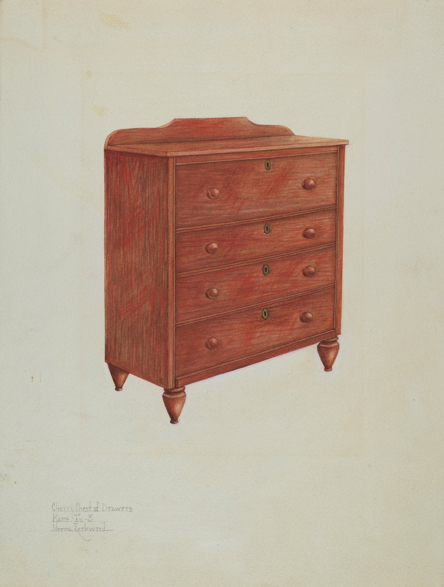Chest of Drawers by Norma Lockwood (American, active c. 1935), 16X12"(A3)Poster Print