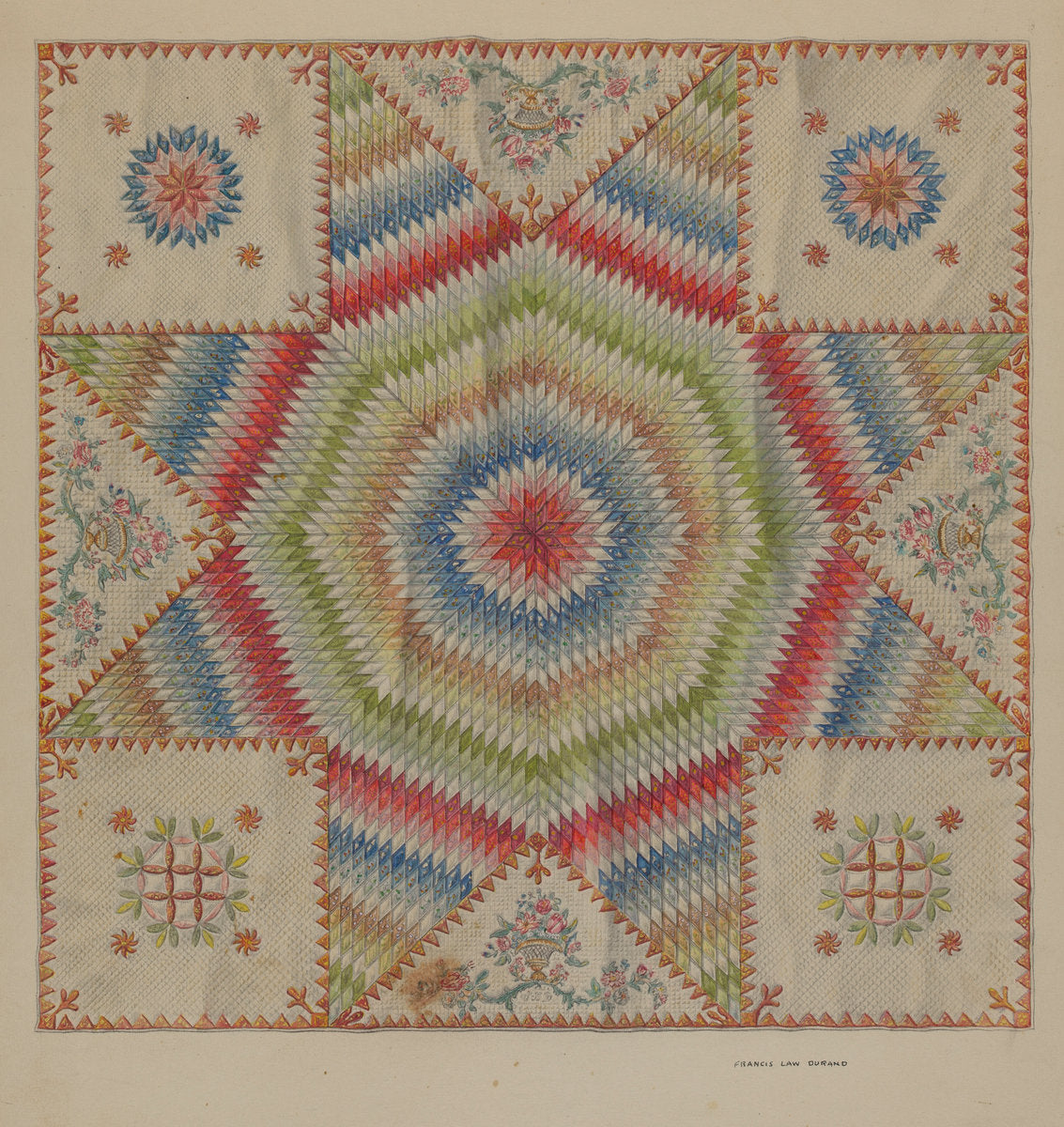 Pieced Quilt by Francis Law Durand (American, active c. 1935), 16X12"(A3)Poster Print