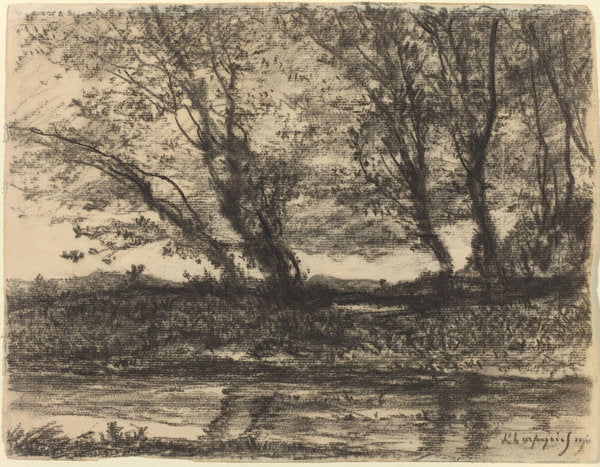 Landscape by Henri-Joseph Harpignies (French, 1819 - 1916), 16X12"(A3)Poster Print