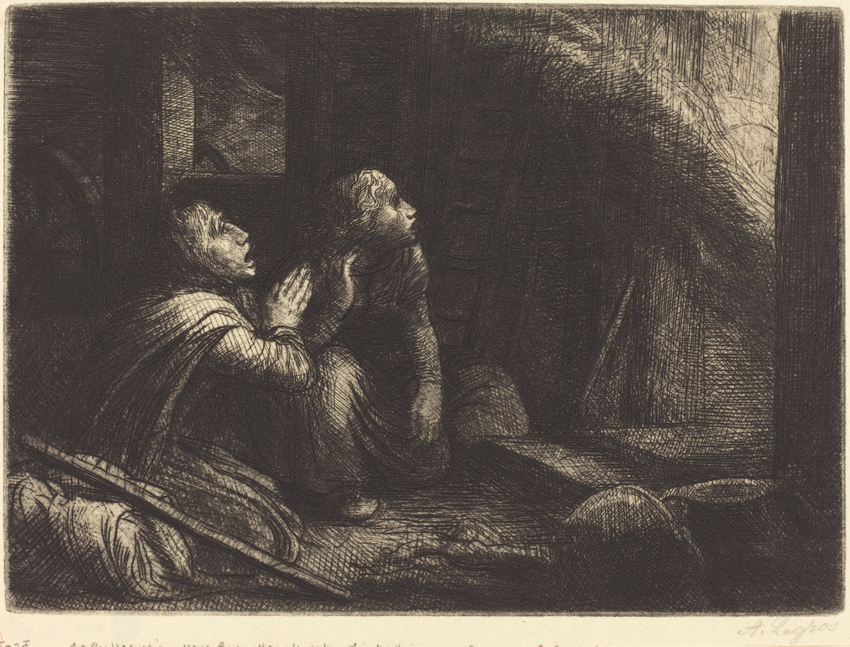 Fire, 3rd plate (L'incendie) by Alphonse Legros (French, 1837 - 1911), 16X12"(A3)Poster Print