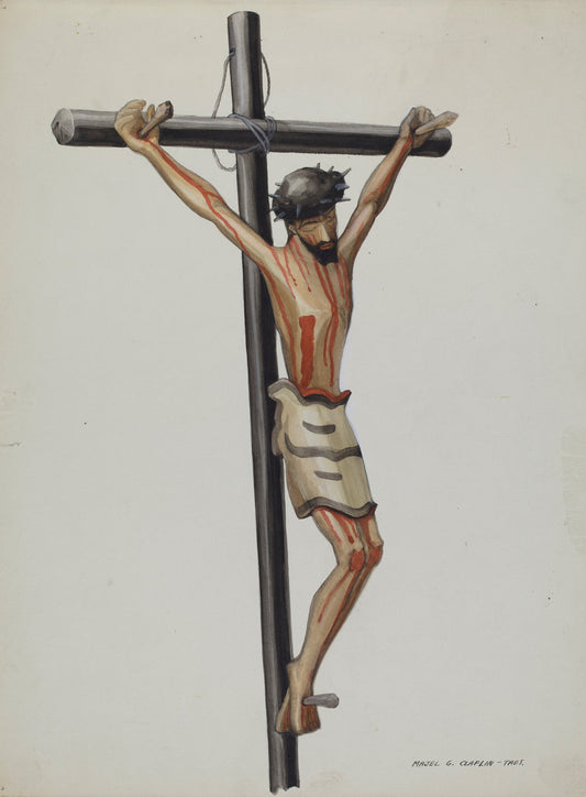 Bulto, Crucifix by Majel G. Claflin (American, active c. 1935), 16X12"(A3)Poster Print