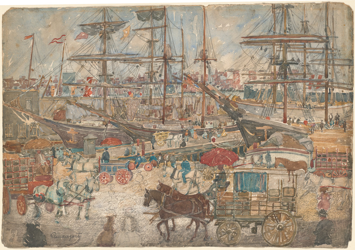 Docks, East Boston by Maurice Prendergast (American, 1858 - 1924), 16X12"(A3)Poster Print
