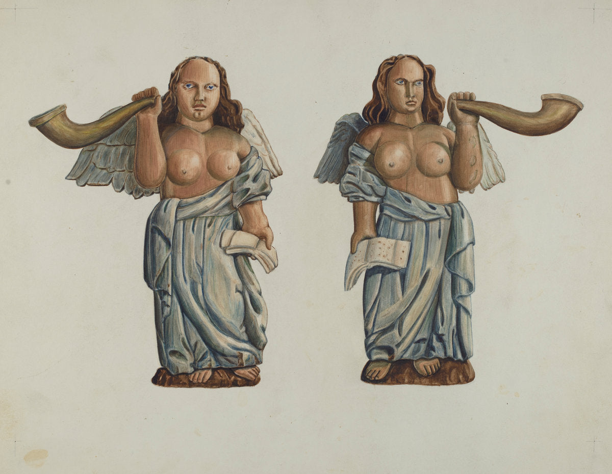 Two Angels by Al Curry (American, active c. 1935), 16X12"(A3)Poster Print