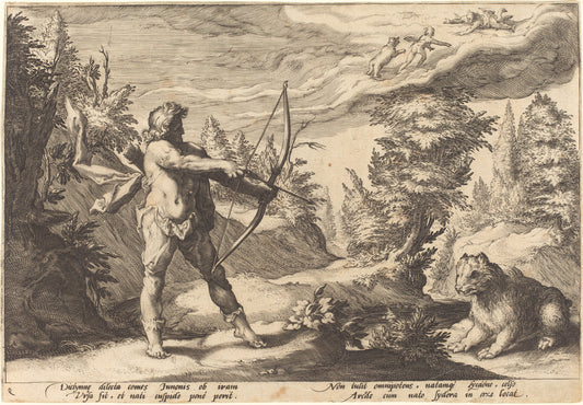 Arcas Preparing to Kill His Mother by Workshop of Hendrick Goltzius, after Hendrick Goltzius (Flemish, 1574/1575 - after 1655), 16X12"(A3)Poster Print