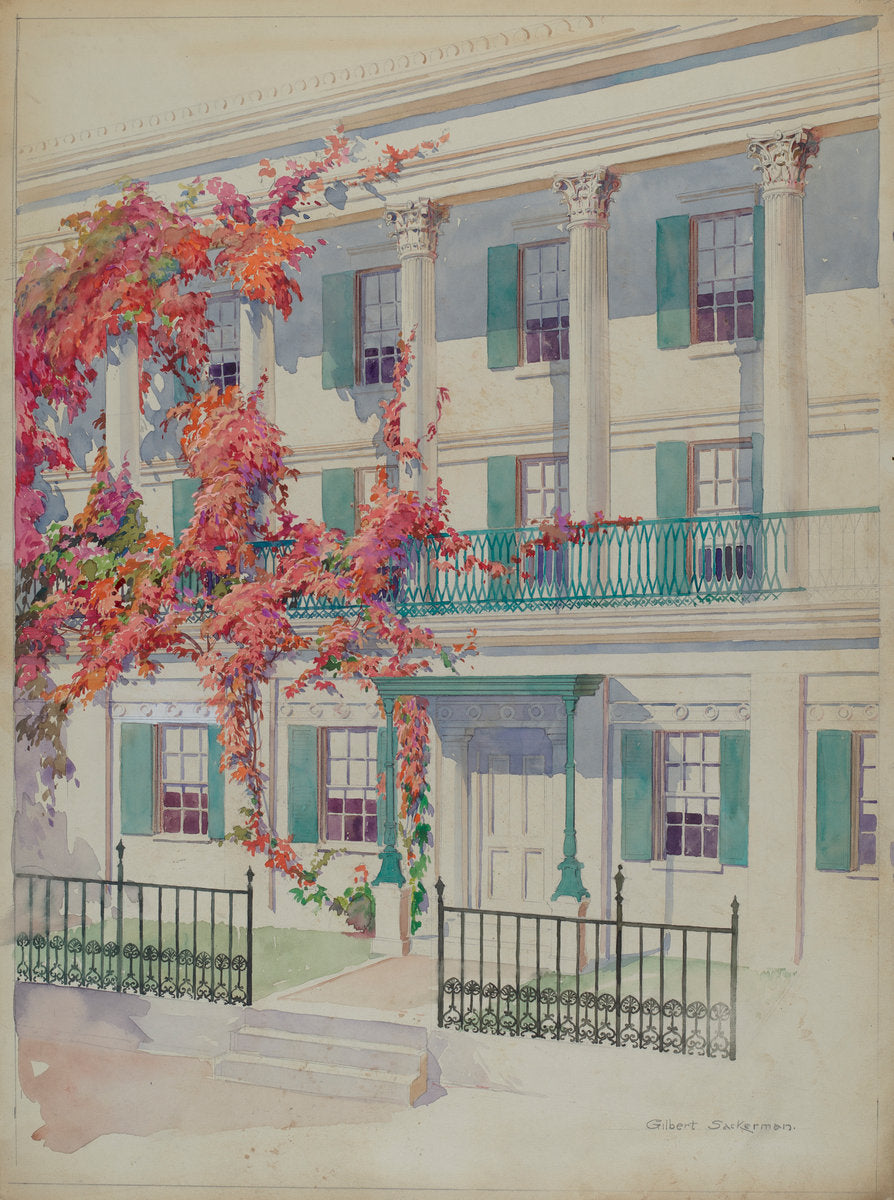 Collonade by Gilbert Sackerman (American, active c. 1935), 16X12"(A3)Poster Print