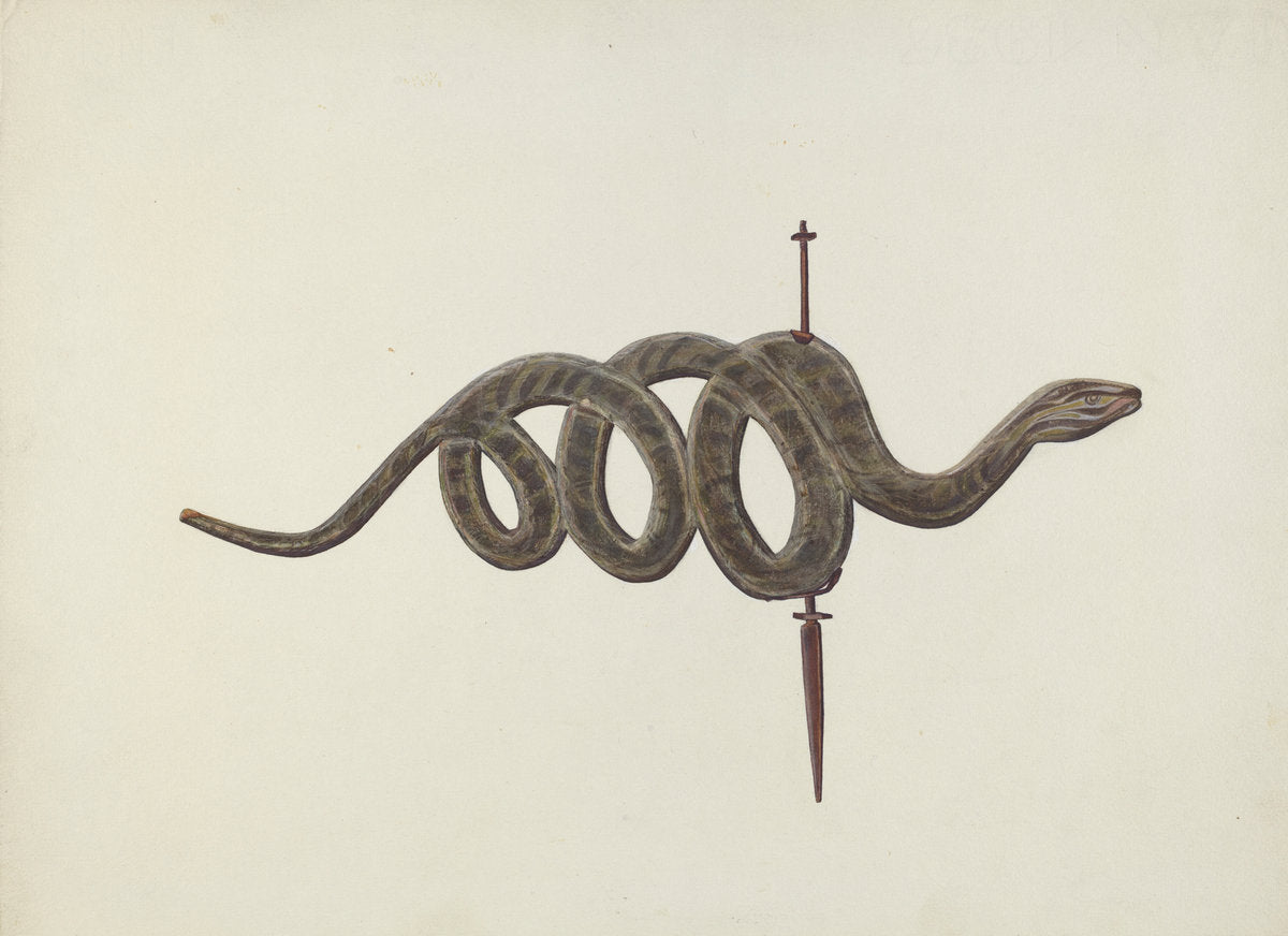 Serpent Weather Vane by Lloyd Broome (American, active c. 1935), 16X12"(A3)Poster Print