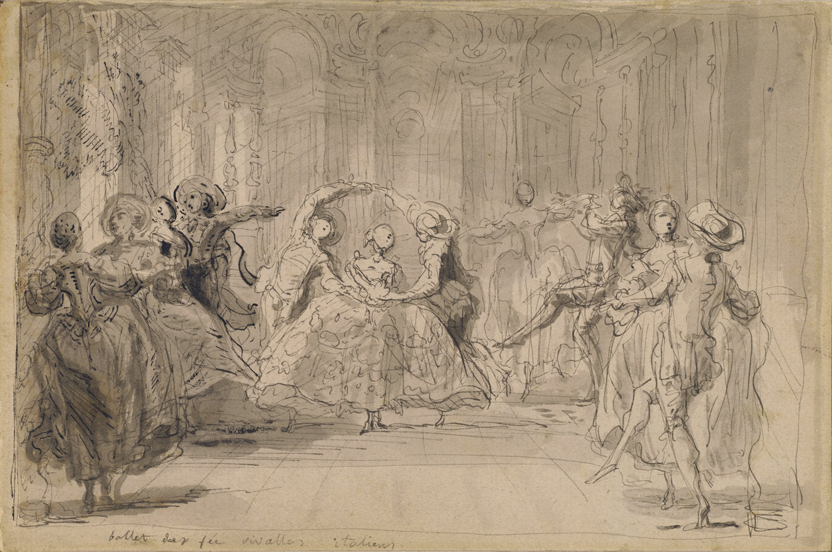 Ballet from "The Rival Fairies" by Gabriel Jacques de Saint-Aubin (French, 1724 - 1780), 16X12"(A3)Poster Print