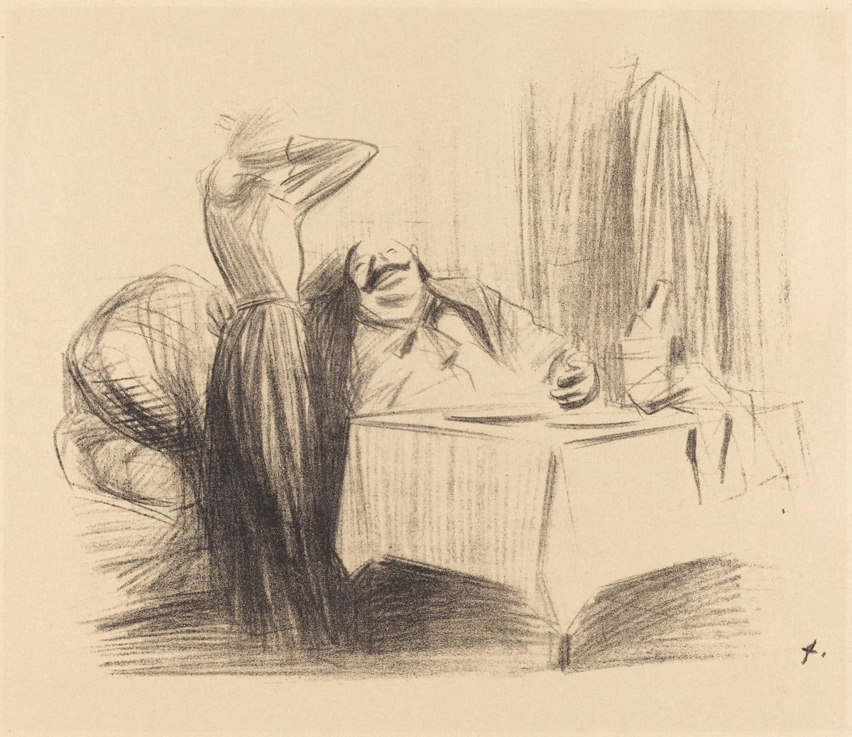 Scene in a Private Room (horizontal plate) by Jean-Louis Forain (French, 1852 - 1931), 16X12"(A3)Poster Print