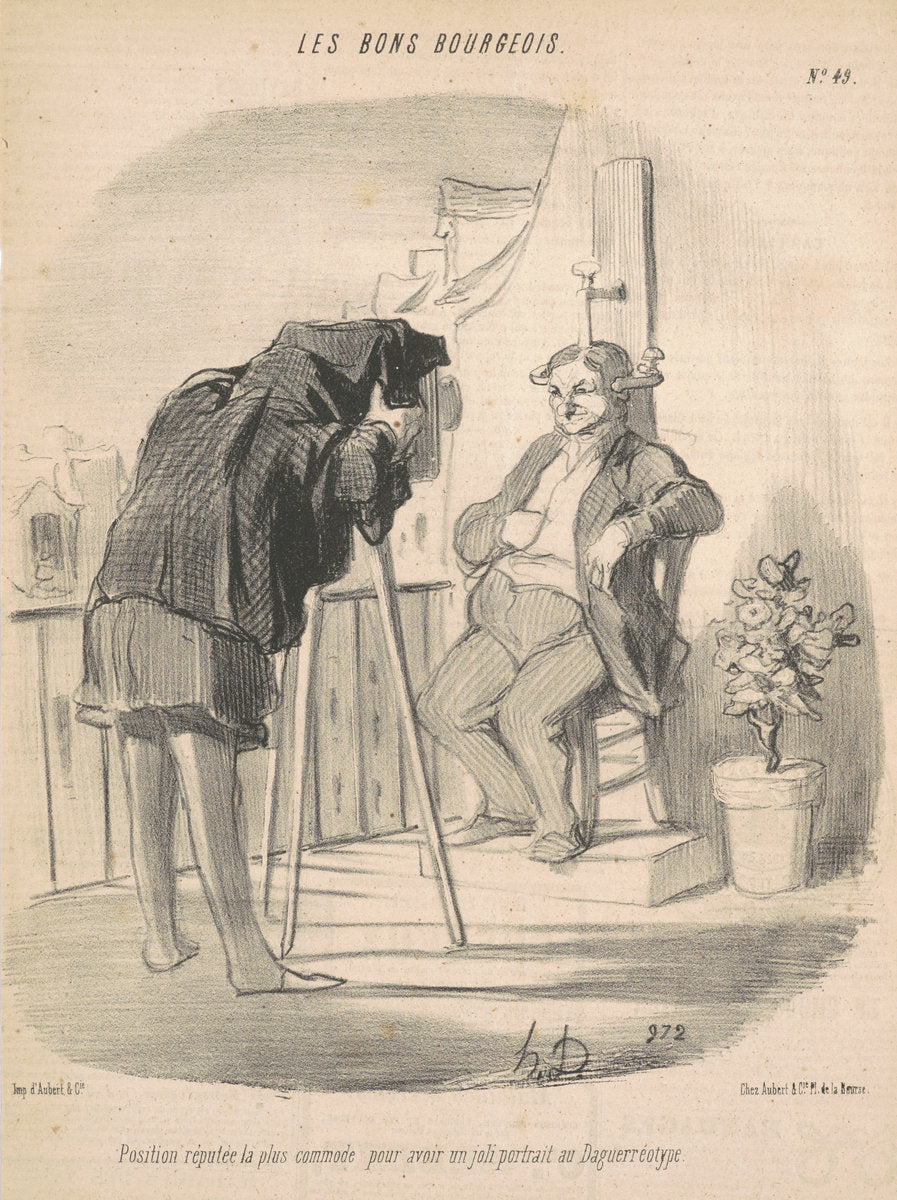 Position réputée la plus commode pour un portrait au daguerréotype by Honoré Daumier (French, 1808 - 1879), 16X12"(A3)Poster Print