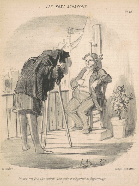Position réputée la plus commode pour un portrait au daguerréotype by Honoré Daumier (French, 1808 - 1879), 16X12"(A3)Poster Print