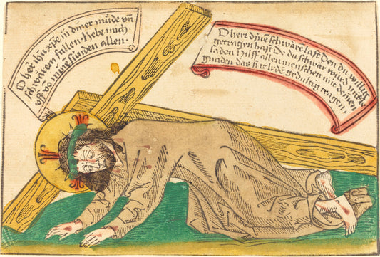 1480/1490 by German 15th Century (Christ Falling Under the Weight of the Cross), 16X12"(A3)Poster Print