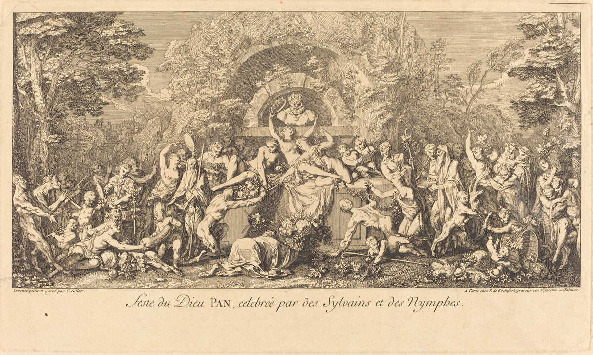 Feste du Dieu Pan, celebree par des Sylvains et des Nymphes (Feast of the God Pan Celebrated by Sylvans and Nymphs) by Claude Gillot (French, 1673 - 1722), 16X12"(A3)Poster Print