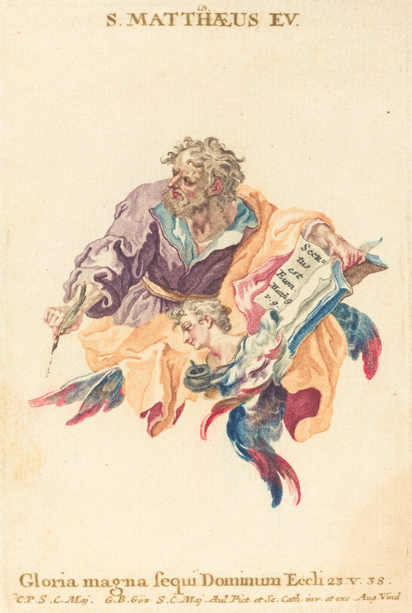 Saint Matthew the Evangelist by Gottfried Bernhard Götz (German, 1708 - 1774), 16X12"(A3)Poster Print