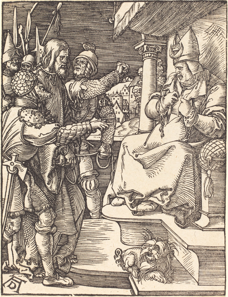 Christ before Caiaphas by Albrecht Dürer (German, 1471 - 1528), 16X12"(A3)Poster Print