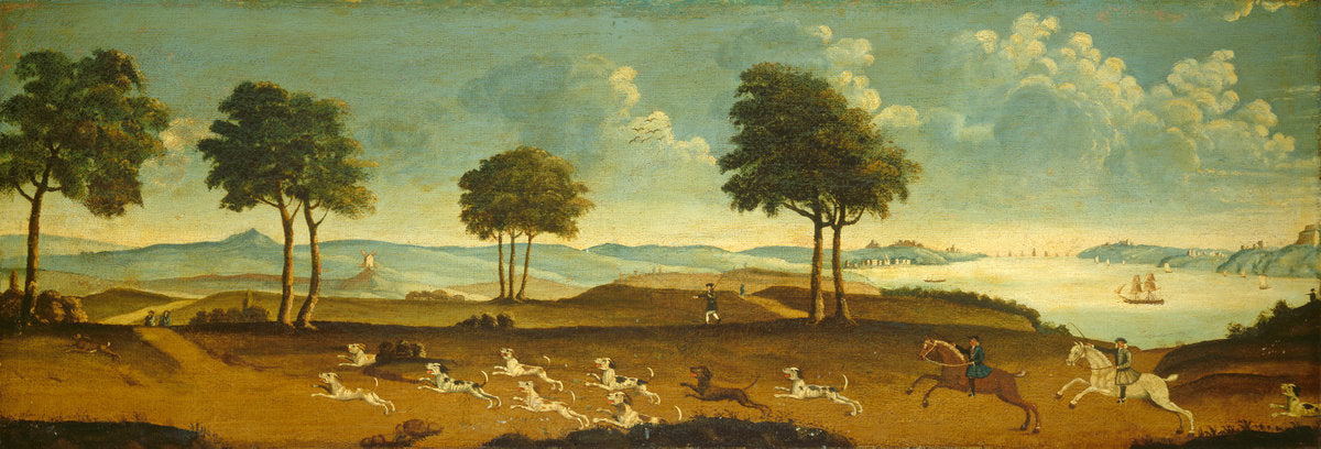 18th century by American 18th Century (Hunting Scene with a Harbor), 16X12"(A3)Poster Print
