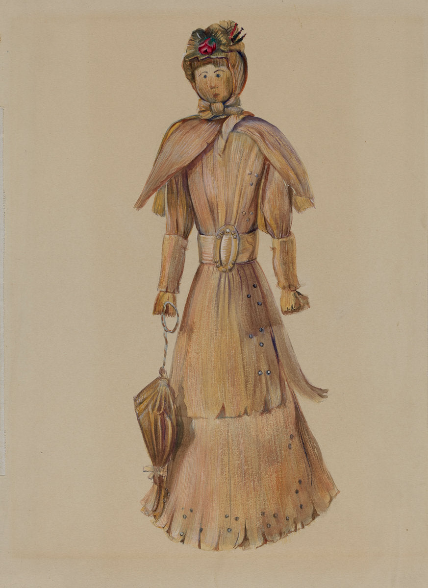 Corn Husk Doll by Mina Lowry (American, 1894 - 1942), 16X12"(A3)Poster Print
