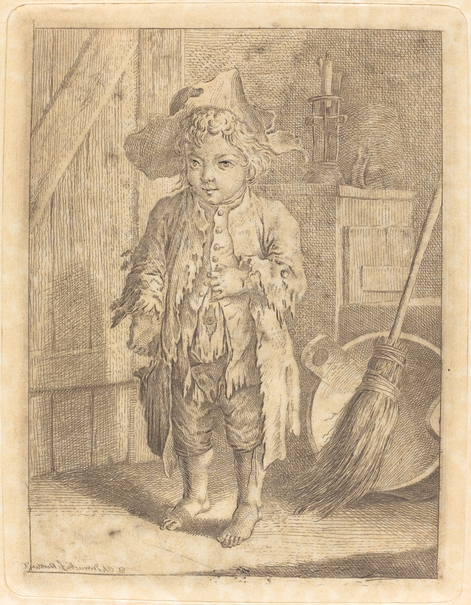 Poor Boy Showing His Navel by Daniel Nikolaus Chodowiecki (German, 1726 - 1801), 16X12"(A3)Poster Print