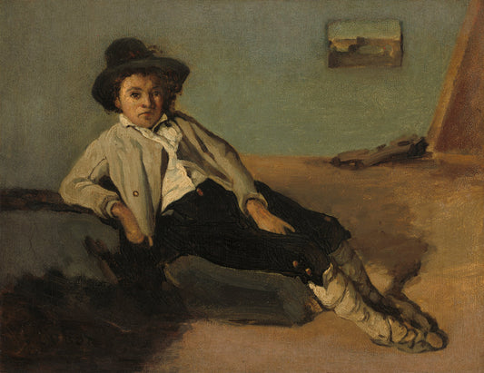 Italian Peasant Boy by Jean-Baptiste-Camille Corot (French, 1796 - 1875), 16X12"(A3)Poster Print