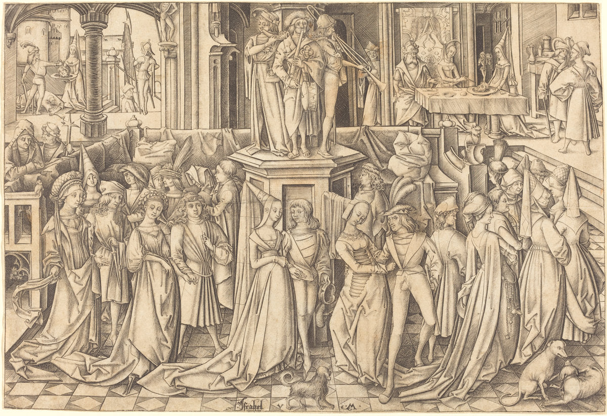 The Dance at the Court of Herod by Israhel van Meckenem (German, c. 1445 - 1503), 16X12"(A3)Poster Print