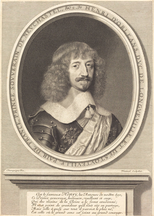Henri II d'Orléans, Duc de Longueville by Robert Nanteuil after Philippe de Champaigne (French, 1623 - 1678), 16X12"(A3)Poster Print