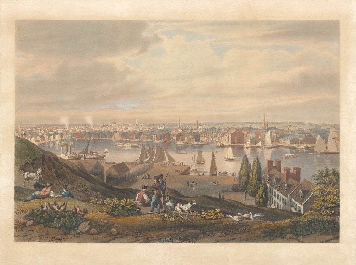 Baltimore from Federal Hill by William James Bennett (American, born England, 1787 - 1844), 16X12"(A3)Poster Print