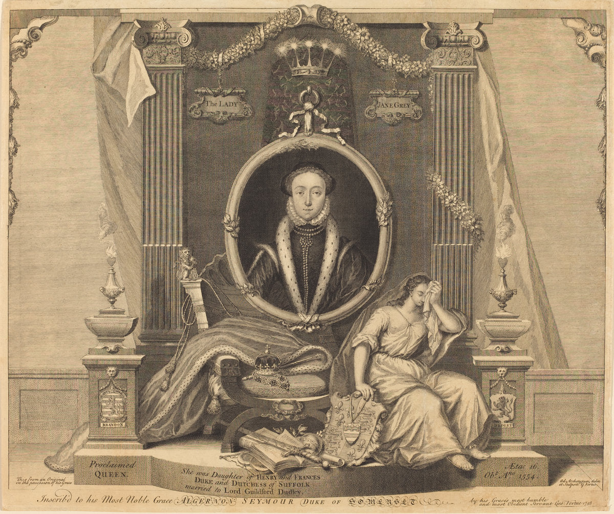 Lady Jane Grey by George Vertue (English, 1684 - 1756), 16X12"(A3)Poster Print