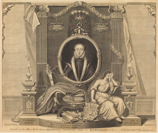 Lady Jane Grey by George Vertue (English, 1684 - 1756), 16X12"(A3)Poster Print
