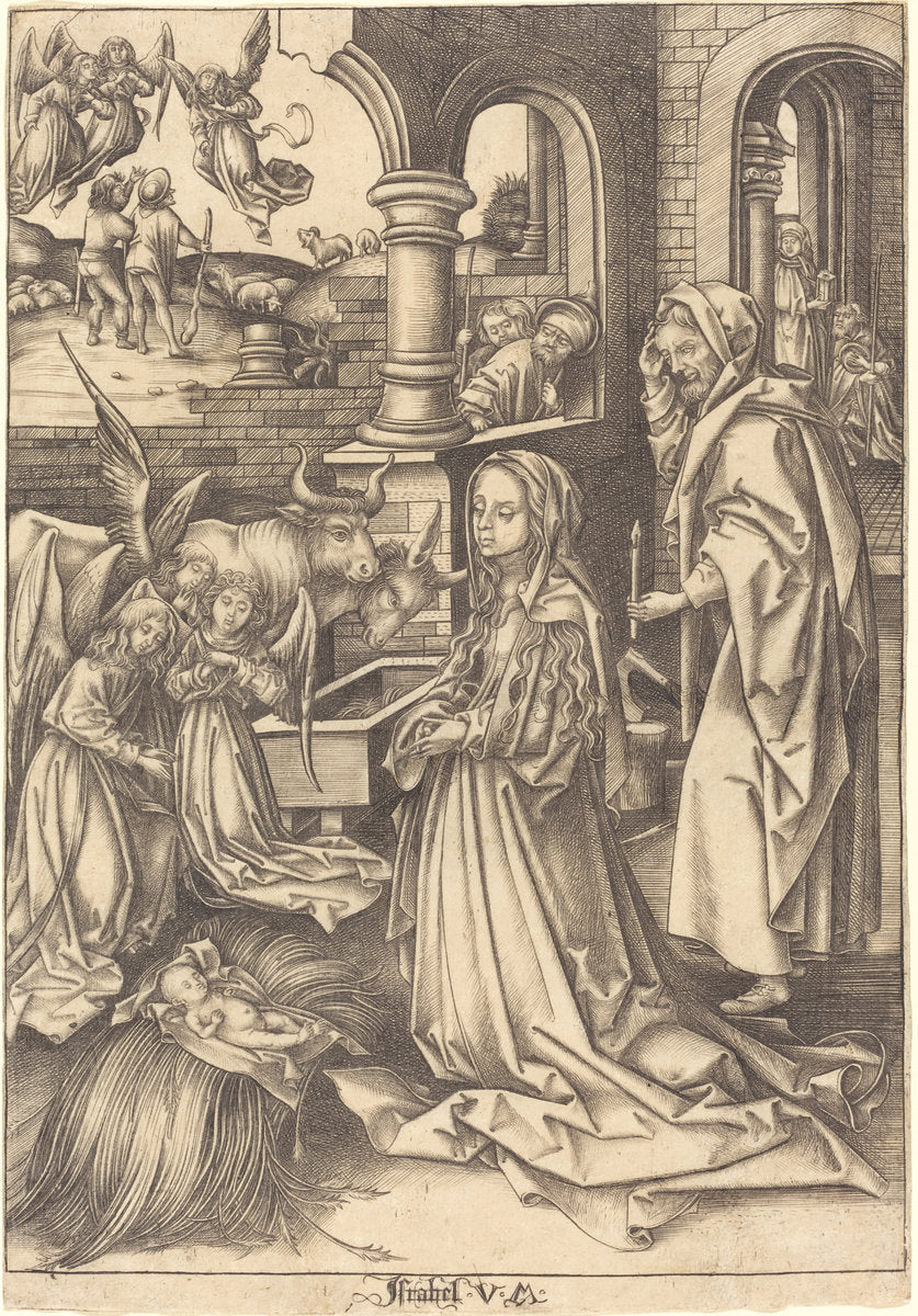 The Nativity by Israhel van Meckenem after Hans Holbein the Elder (German, c. 1445 - 1503), 16X12"(A3)Poster Print