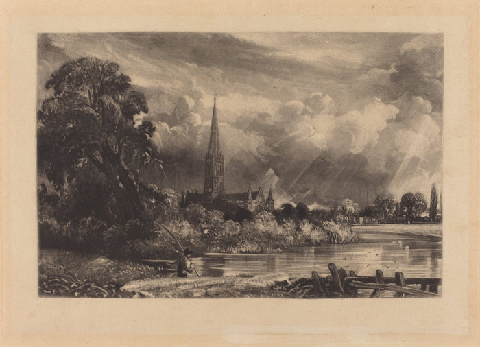 Salisbury Cathedral by David Lucas after John Constable (British, 1802 - 1881), 16X12