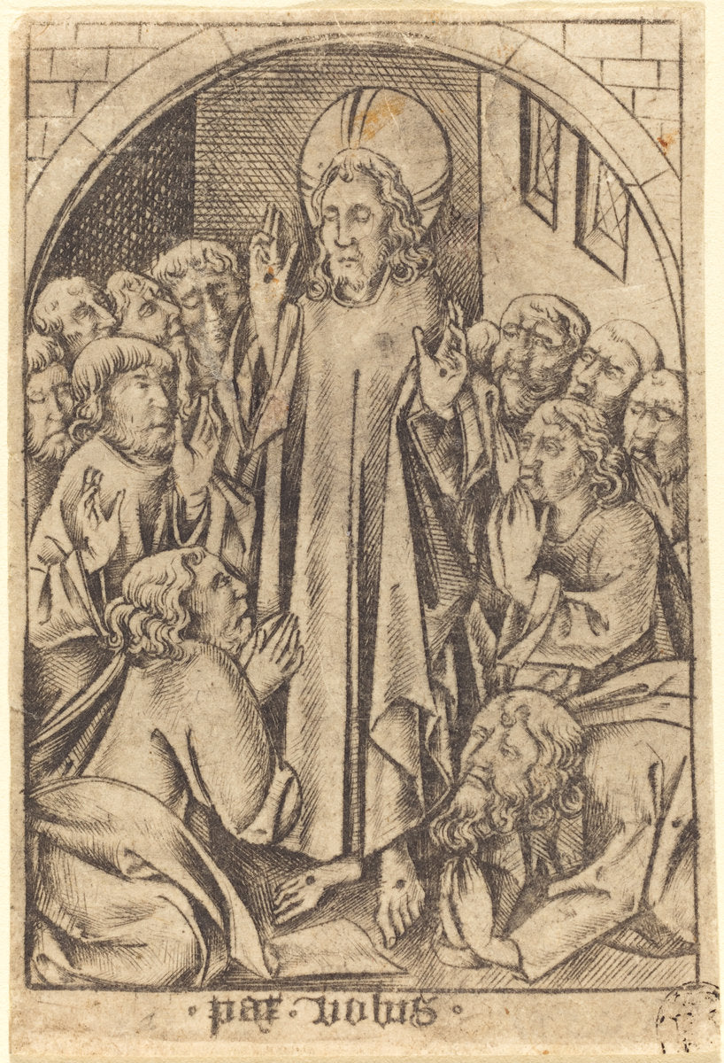 Christ Appearing to the Disciples by Israhel van Meckenem (German, c. 1445 - 1503), 16X12"(A3)Poster Print
