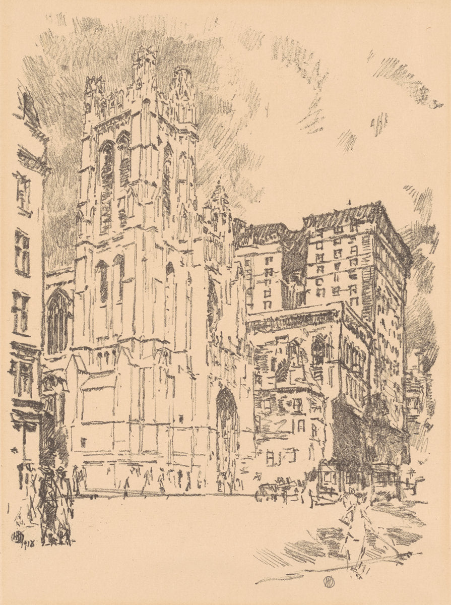 St. Thomas, New York by Childe Hassam (American, 1859 - 1935), 16X12"(A3)Poster Print