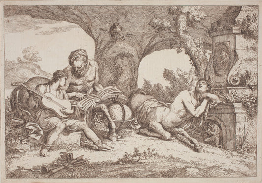 Chiron Teaches Music to Achilles by Gaetano Zompini, after Giovanni Benedetto Castiglione (Italian, 1700 - 1778), 16X12"(A3)Poster Print