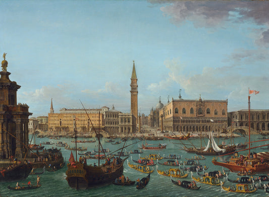 Procession of Gondolas in the Bacino di San Marco, Venice by Antonio Joli (Italian, c. 1700 - 1777), 16X12"(A3)Poster Print