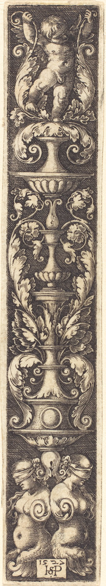 Ornament with Two Women Blindfolded by Sebald Beham (German, 1500 - 1550), 16X12"(A3)Poster Print