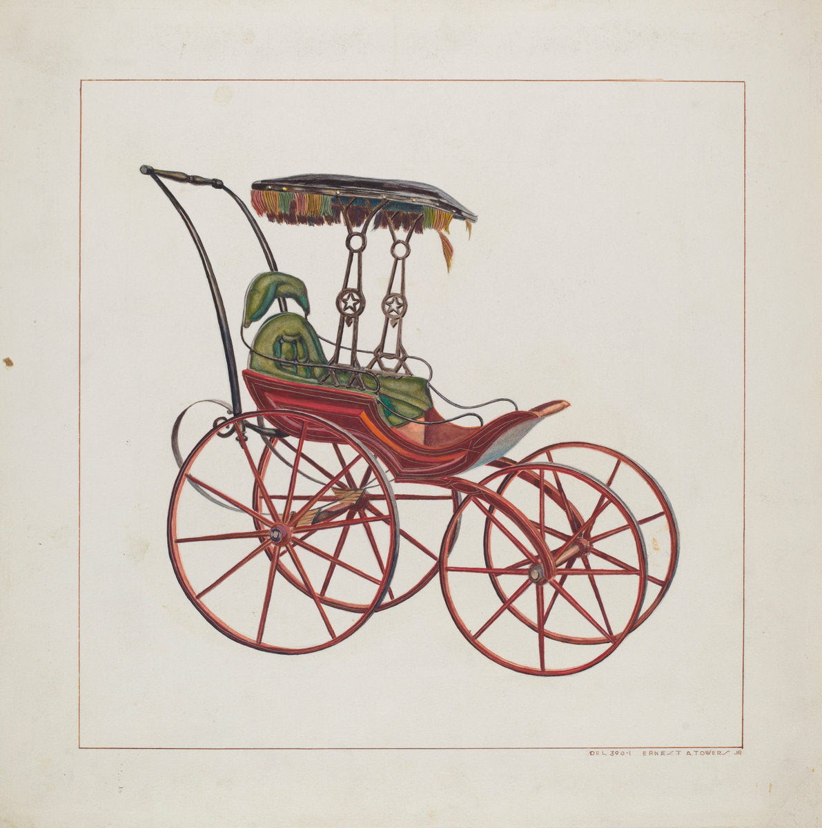 Baby Carriage by Ernest A. Towers, Jr. (American, active c. 1935), 16X12"(A3)Poster Print