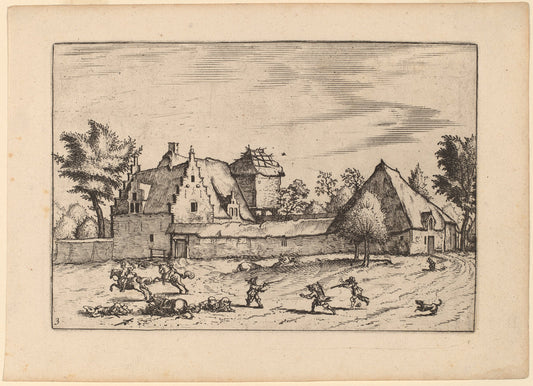 Farms in a Court by Johannes van Doetechum, the Elder and Lucas van Doetechum after Master of the Small Landscapes (Dutch, active 1554/1572; died before 1589), 16X12"(A3)Poster Print