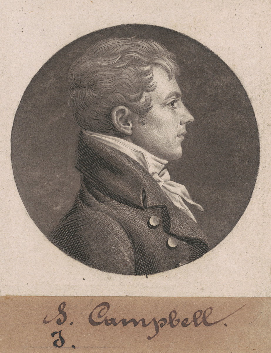 Levin Hicks Campbell by Charles B. J. Févret de Saint-Mémin (French, 1770 - 1852), 16X12"(A3)Poster Print