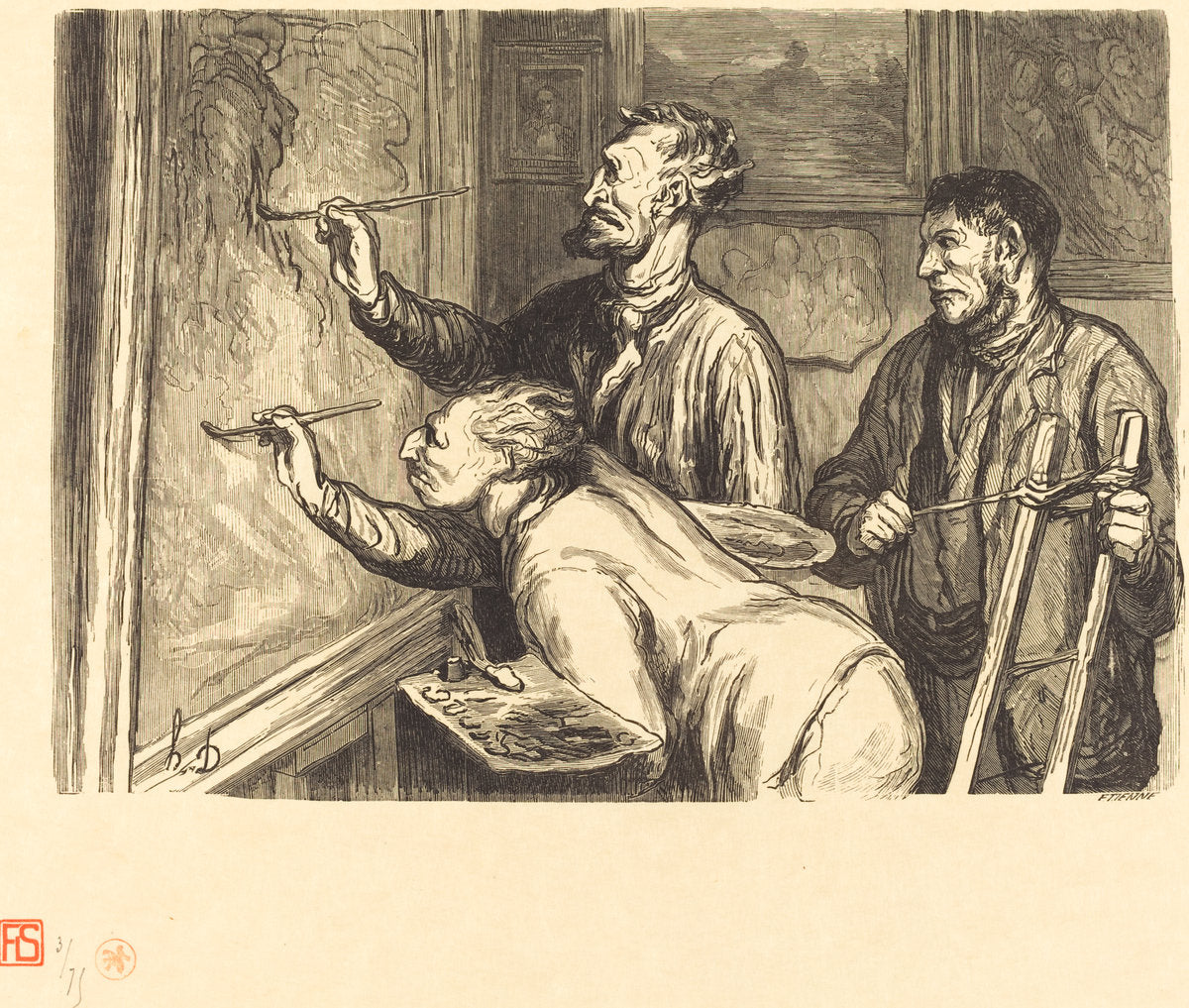 Exposition de peinture de 1868 - Le Dernier coup de pinceau by Etienne after Honoré Daumier (French, active 19th century), 16X12"(A3)Poster Print