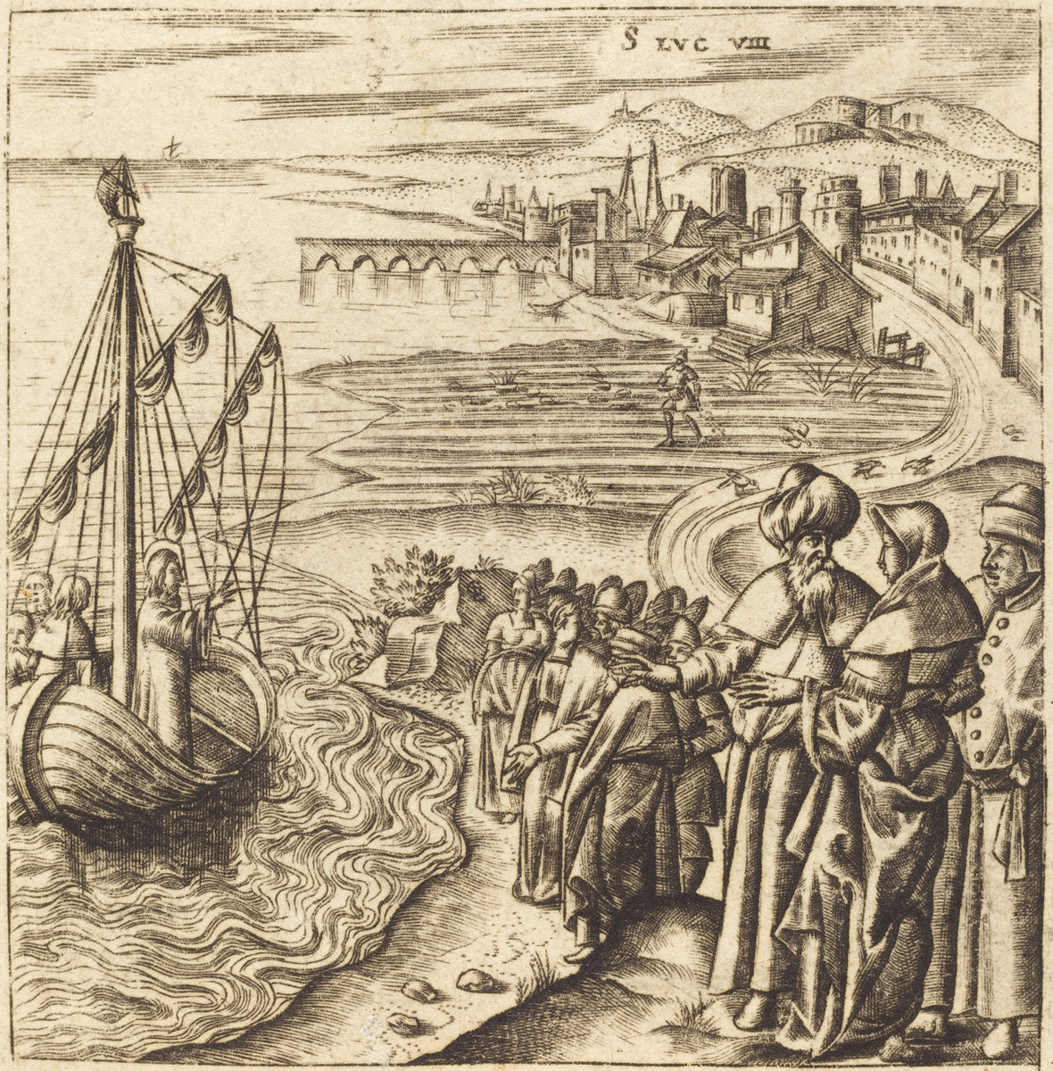 Christ on the Lake by Léonard Gaultier (French, 1561 - 1641), 16X12"(A3)Poster Print