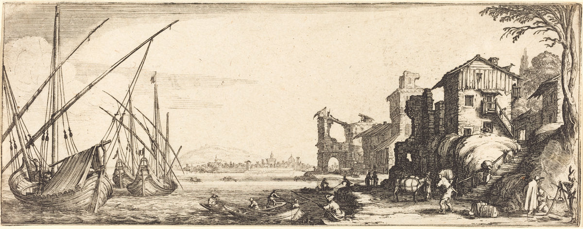 probably c. 1633/1635 by Follower of Jacques Callot (The Small Port), 16X12"(A3)Poster Print